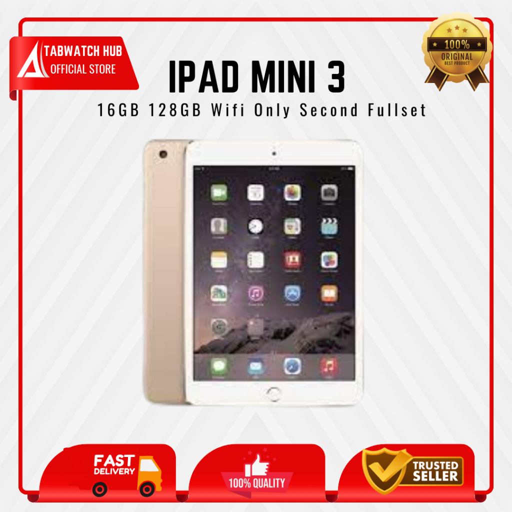 Ipad Mini 3 16GB 128GB Wifi Only Second Fullset