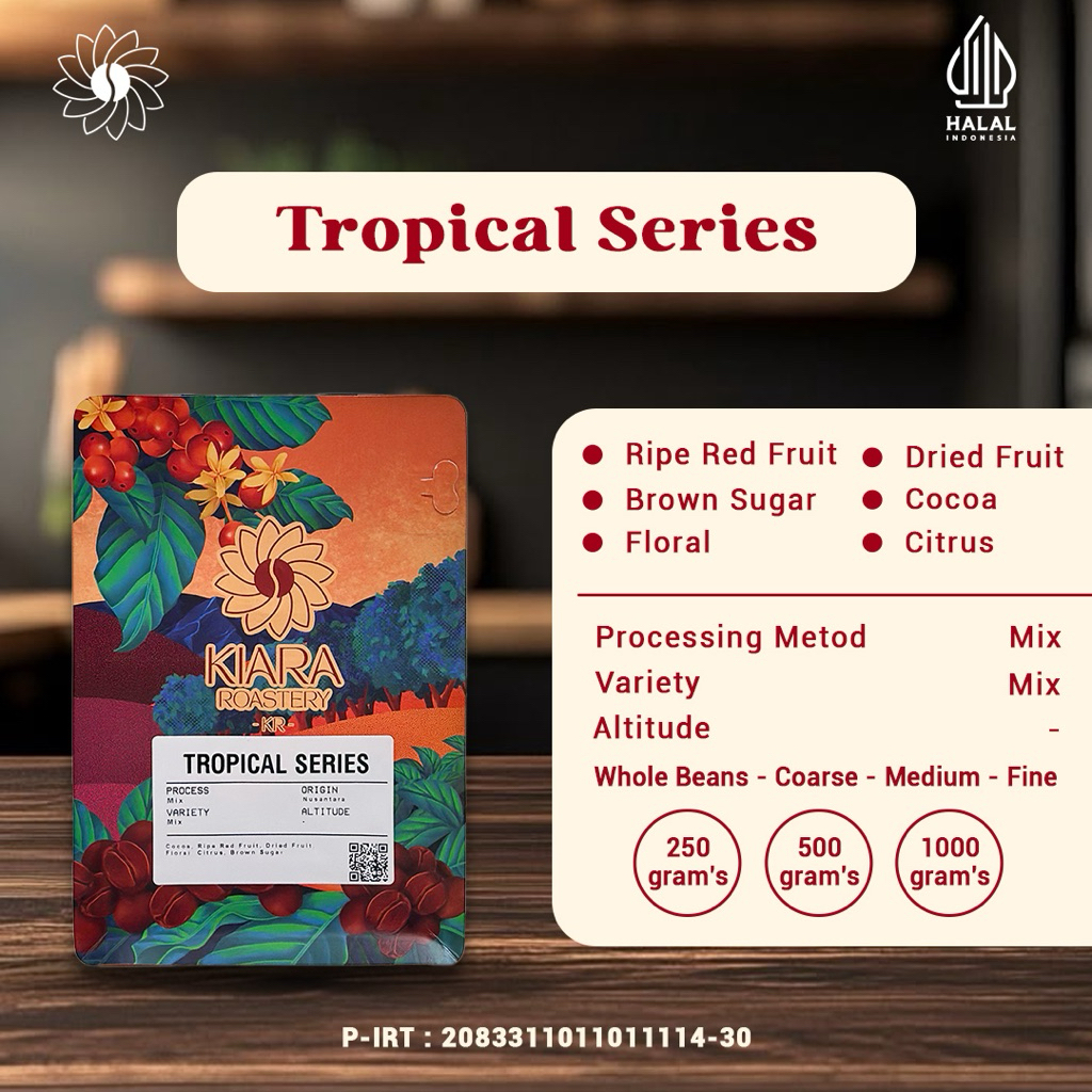 

Tropical Series Pouch | Kopi 100% Full Arabica | Specialty Grade Coffee | Biji dan Bubuk Kopi | Kiara Roastery