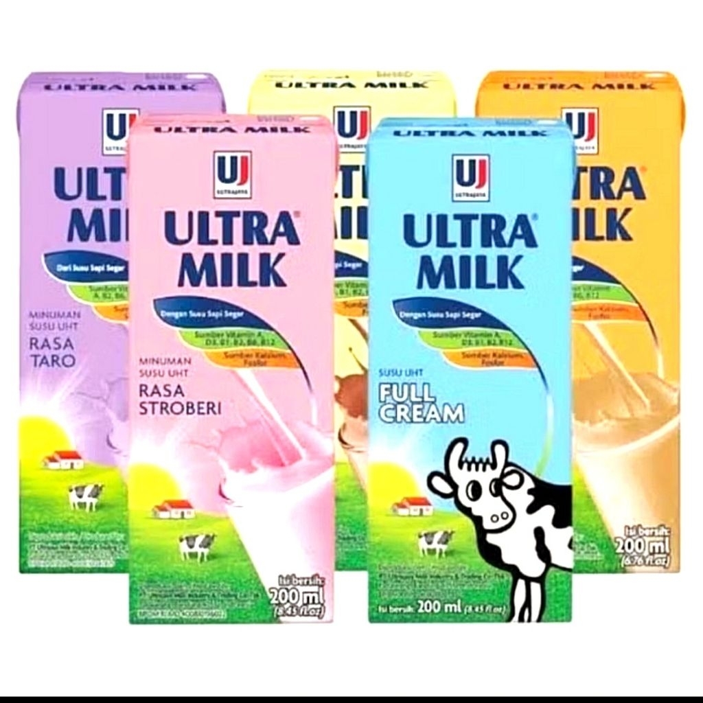 

Ultra Susu Cair UHT 200 ml plain / cokelat / strawberry / taro