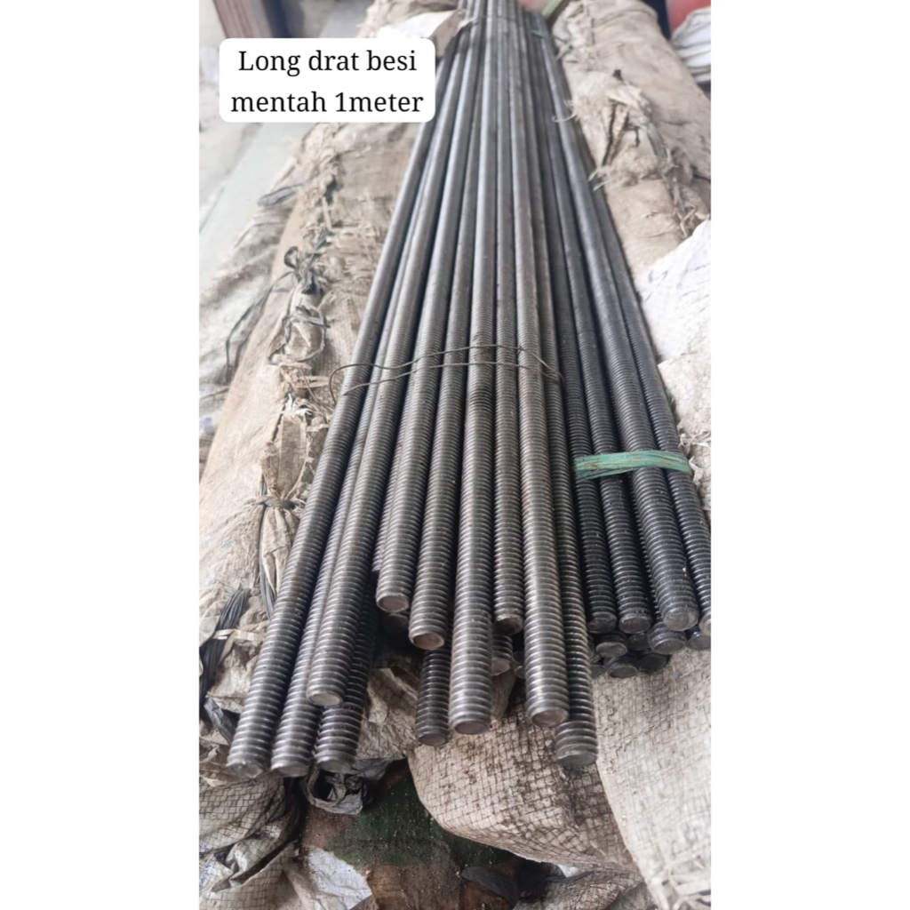 as drat inch 1meter 1/2inch besi / as drat besi 1meter 1/4"-5/16"-3/8"-1/2"-7/16" / Stud Bolt Hitam 