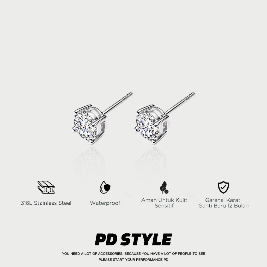 PD STYLE-Anting  pria ANTING TINDIK, permata kecil, gaya Amerika.