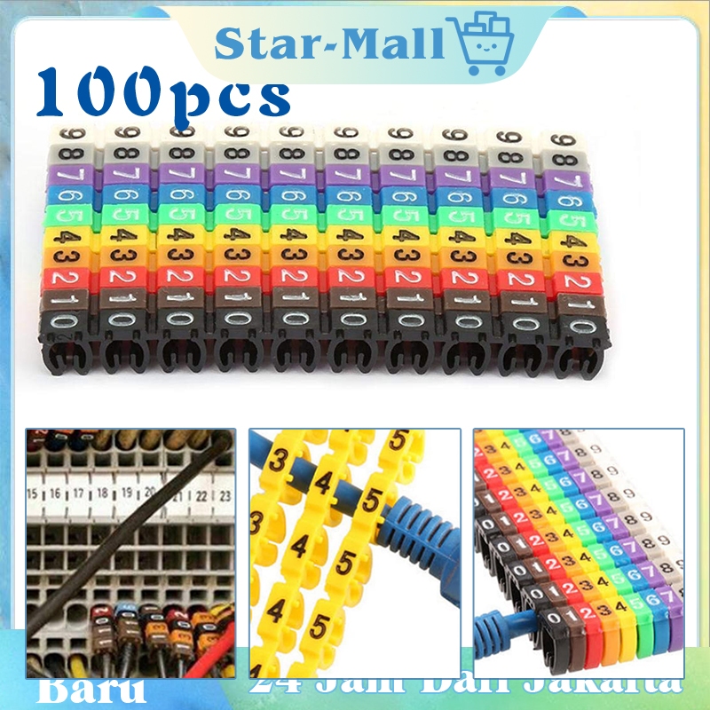 100Pcs Cable Markers Colourful Label Penanda Kabel Jaringan Label Penanda Tanaman Jaringan l C-Type 