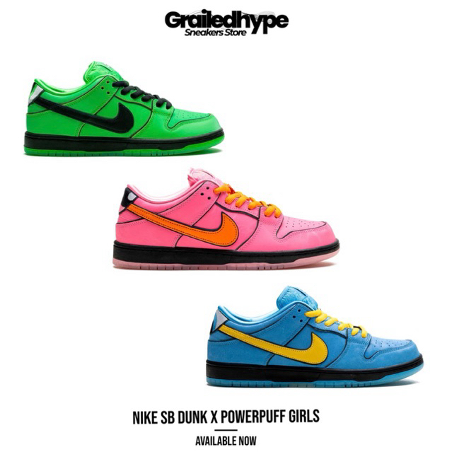 Nike SB Dunk Low The Powerpuff Girls - Bubbles / Blossom / Buttercup (100% Authentic)