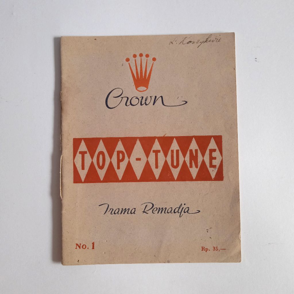 Antik Vintage Buku Musik Lagu Lama CROWN TOP TUNE IRAMA REMADJA No.1 1963 Utuh Layak Koleksi