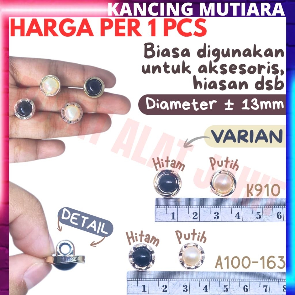 Kancing mutiara aksesoris accessories hiasan hias kancing baju atasan gamis kemeja blouse mewah cant