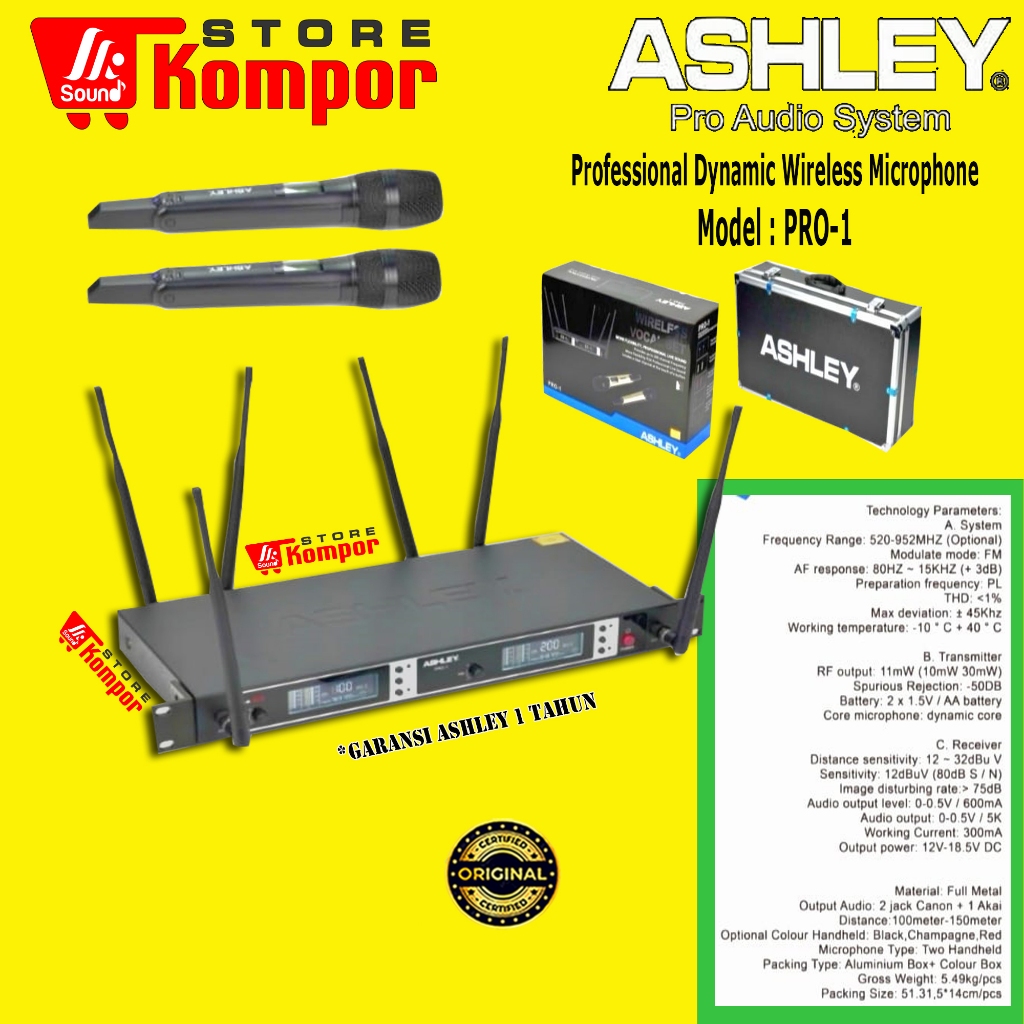 MIC WIRELESS HANDHELD ASHLEY PRO1 ORIGINAL / ASHLEY PRO 1 / ASHLEY PRO-1