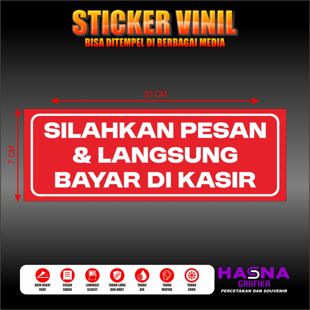 

STICKER VINIL / SILAHKAN PESAN & LANGSUNG BAYAR DI KASIR