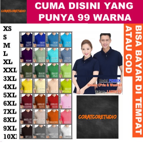 99 WARNA HOBIMURAH CHAMELEON Kaos Polo PENDEK - Pria Wanita | Kerah Polos | Kaos Polo Warna Warni Pu