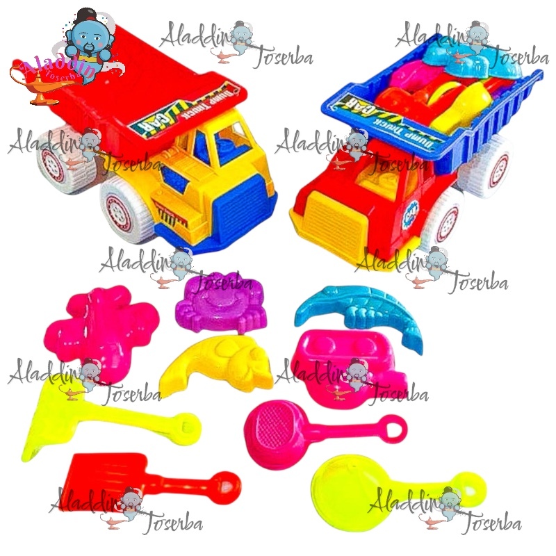 MAINAN ANAK MOBIL DUMP TRUCK PASIR PANTAI + CETAKAN + SEKOP [AK35] - MAINAN MOBIL TRUK KONSTRUKSI PA
