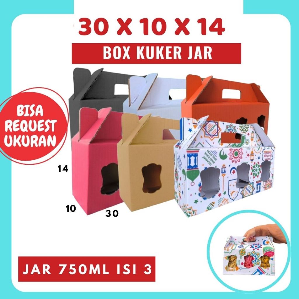 

Box Kuker jar 30x10x14 Toples Jar 750ml isi 3 Jinjing Gable Box Jar Kue Kering Gable Box Serbaguna Botol Dus Kue Kering Kemasan Madu Souvenir