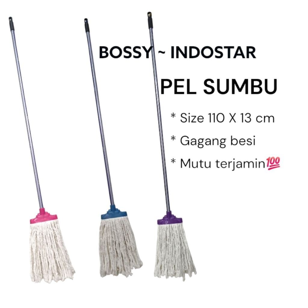 Bossy Indostar Pel sumbu lantai/alat pel otomatis/ Mop/pel lantai Double drat/pel lantai gagang besi