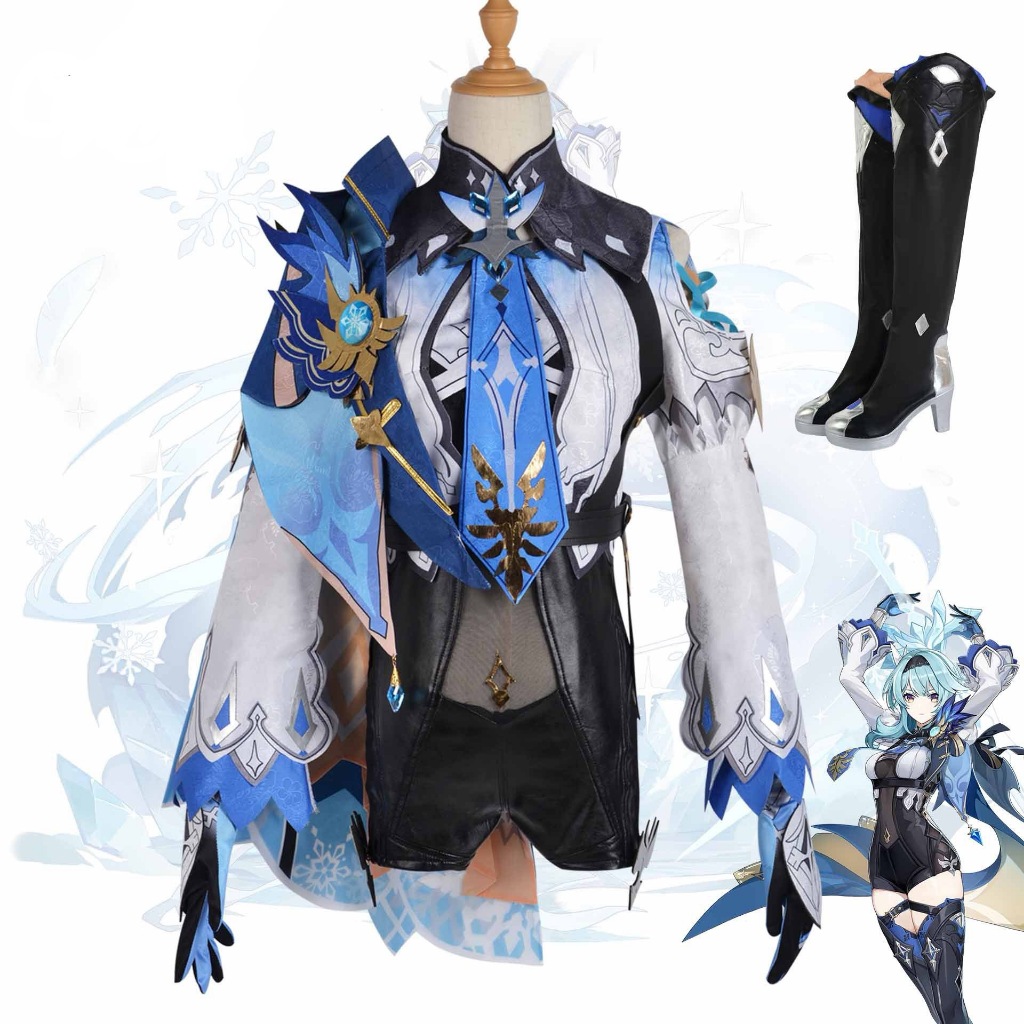Genshin Impact cospaly Eula cosplay costume and wig shoes
