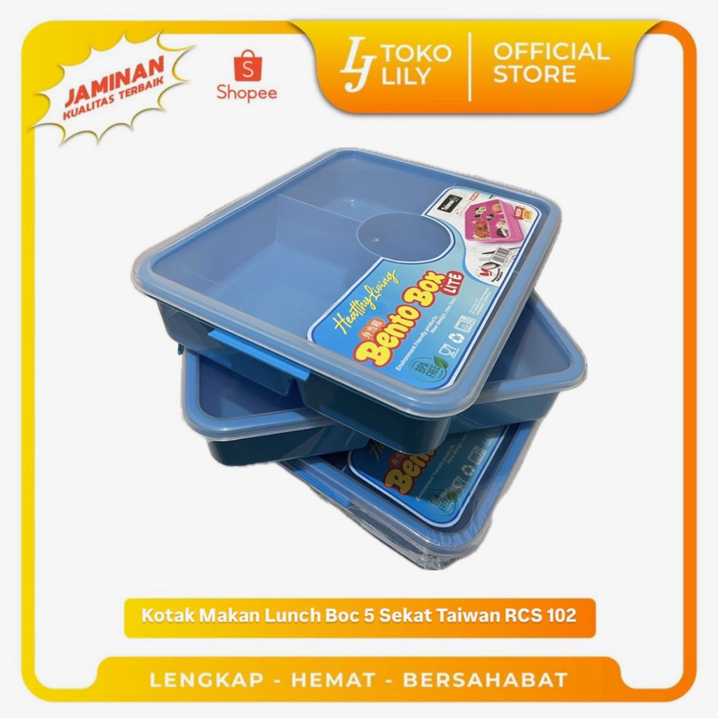 Kotak Makan Lunch Box Plastik Sekat 5 Taiwan RCS 102