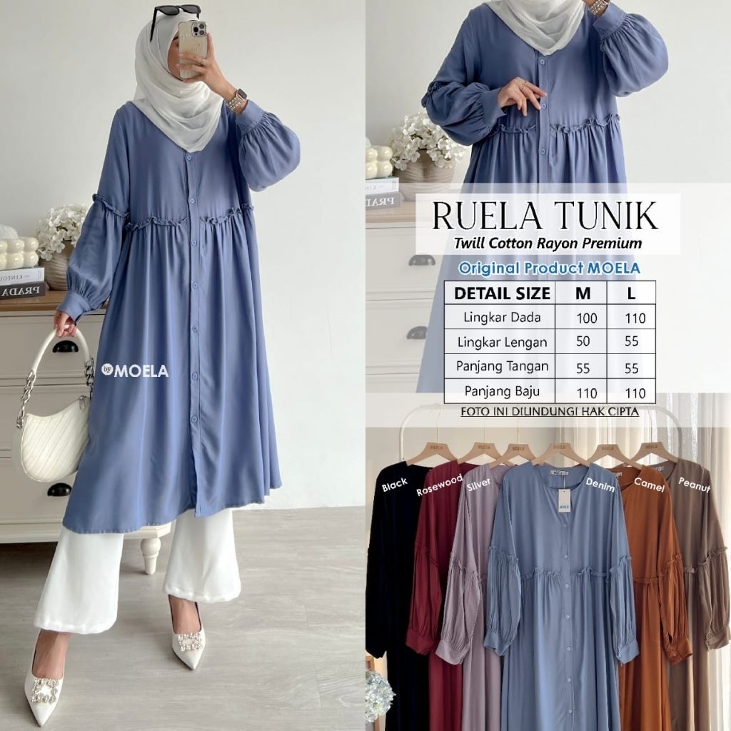 MOELA - Ruela Tunik | Tunik Wanita Twill Cotton Rayon Premium