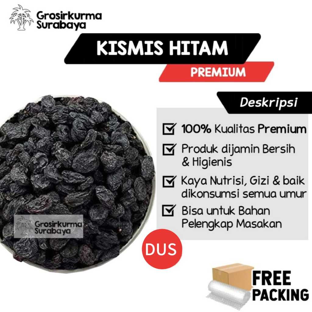 

Kismis Dark Raisin DUS 10kg Kismis Hitam Fresh Cocok Untuk Oleh-oleh Haji Umroh Camilan Sehat
