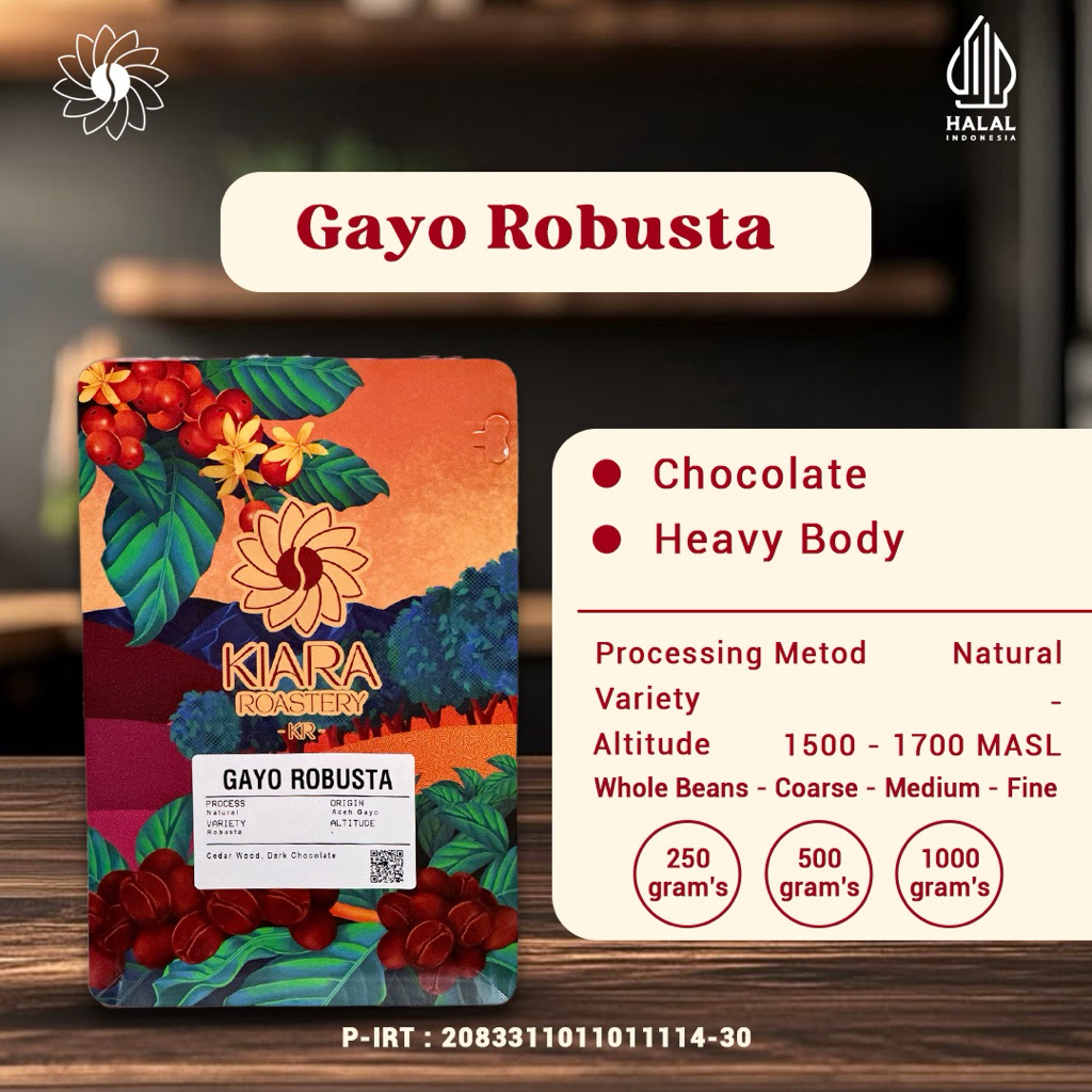 

Gayo Robusta Pouch | Kopi 100% Full Robusta | Specialty Grade Coffee | Biji dan Bubuk Kopi | Kiara Roastery