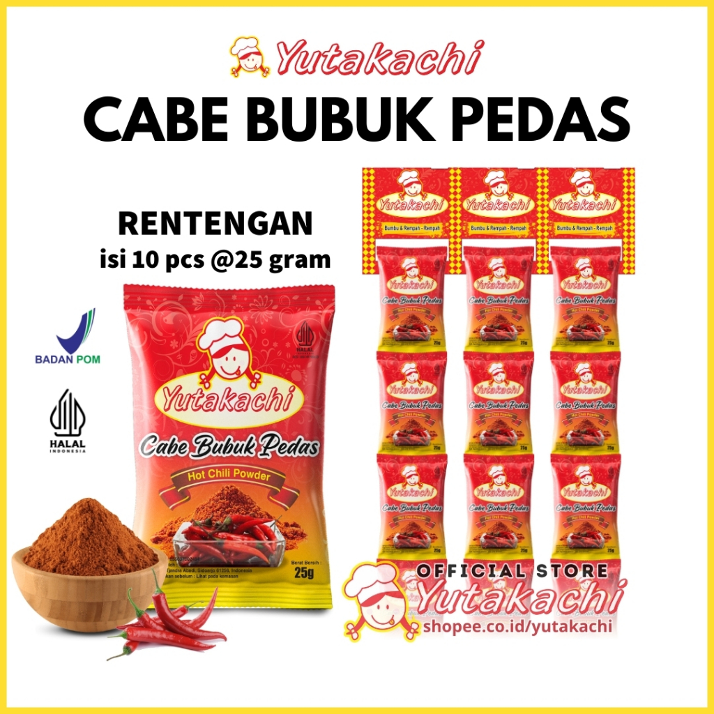 

[RENCENG] Cabe Bubuk Pedas Yutakachi (25gr x 10 pcs) Hot Chili Powder