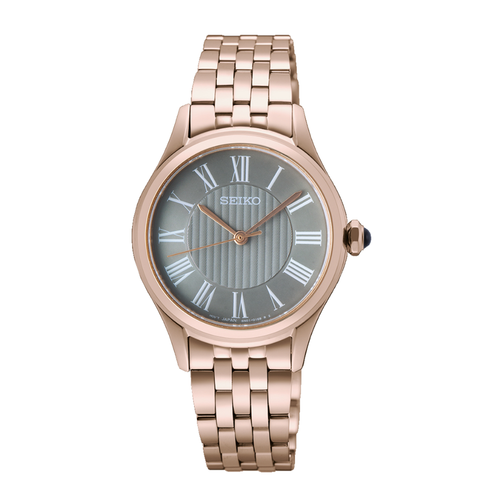 Jam Tangan Wanita Seiko Classic SUR614P1 Grey Dial Rose Gold Stainless Steel Strap