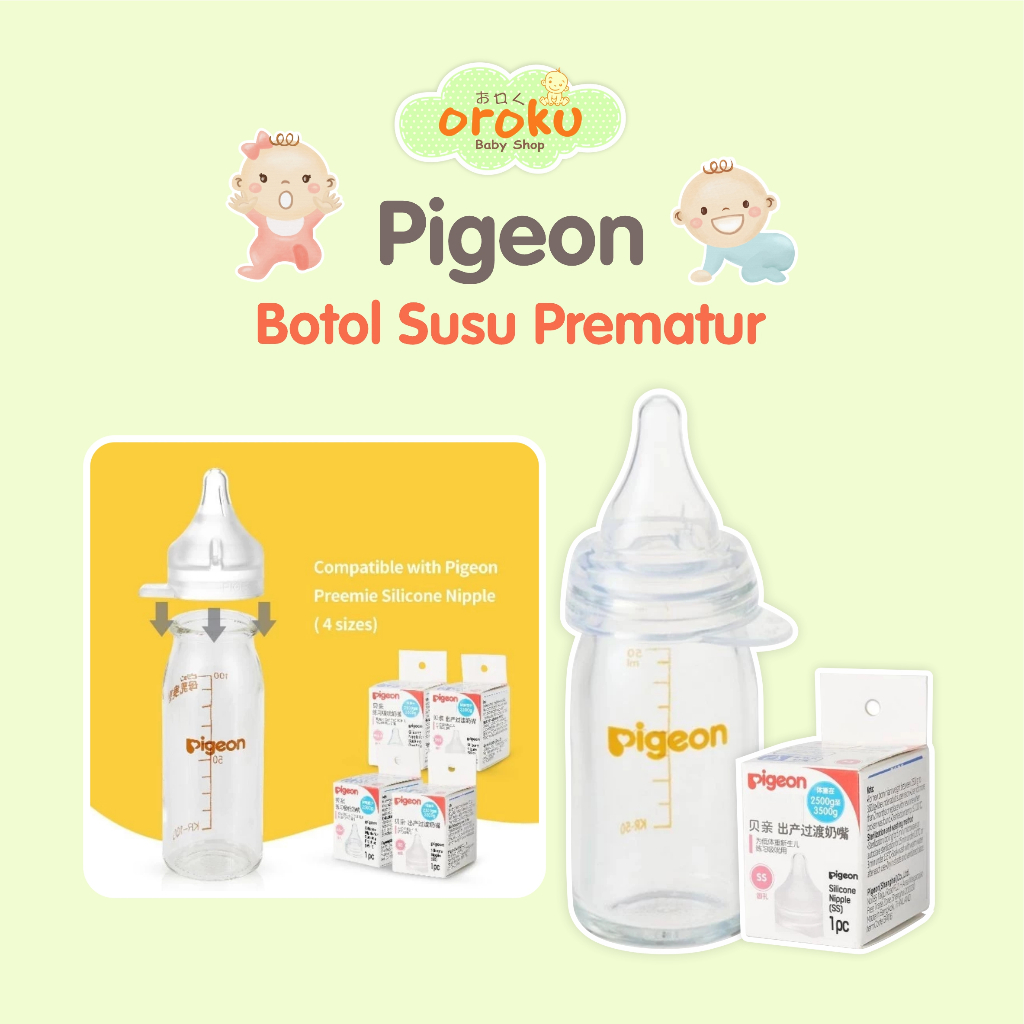 PIGEON BOTOL SUSU BAYI PREMATUR BOTOL KACA DAN DOT KHUSUS BAYI PREMATUR / BOTOL SUSU BAYI