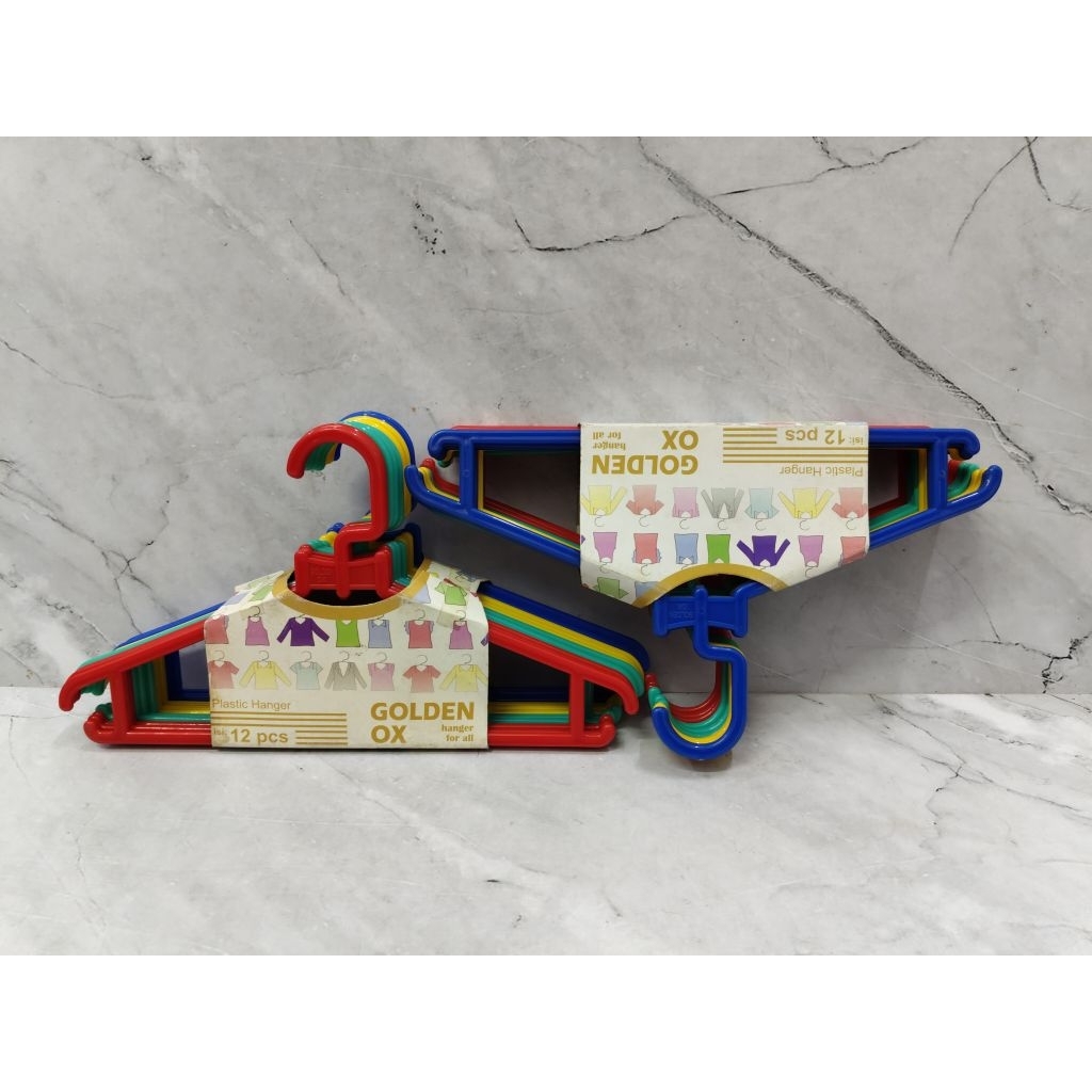 HANGER BAJU GOLDEN OX ISI 12 PCS / GANTUNGAN BAJU PLASTIK - GOLDEN OX