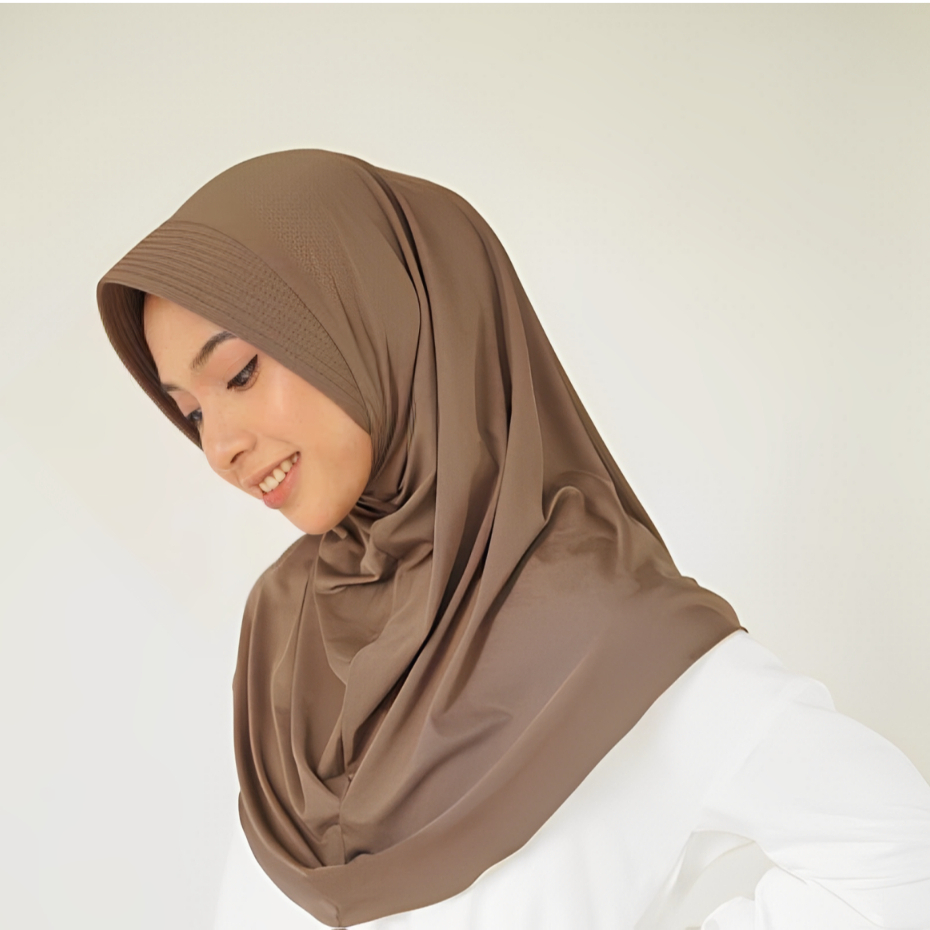 Hijab Bergo Sport Oval Polos Ukuran M / L / XL Jersey Premium | Hijab Sport Bergo Oval Jersey Premiu