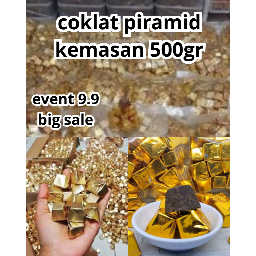 

COKLAT PIRAMID 500g isi 70pcs leburan silverqueen mix coklat milk isi kacang mede