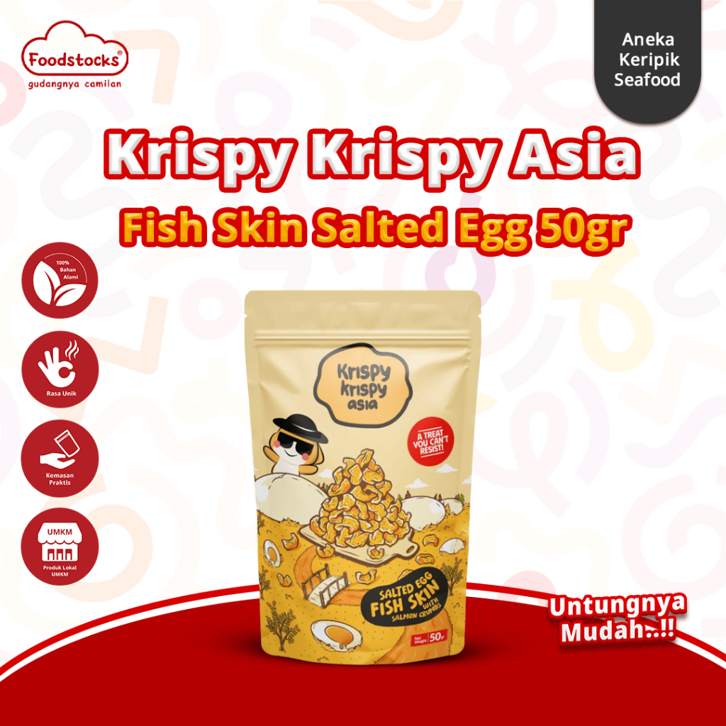 

Krispy Krispy - Salted Egg Fish Skin Kerupuk Kulit Ikan Gurih Premium 50gr