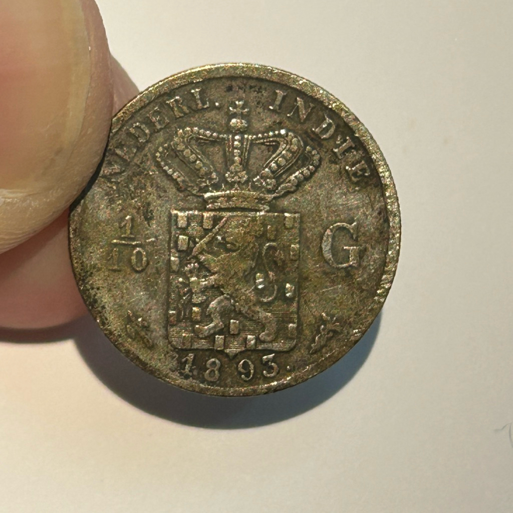 Koin Kuno Perak 1/10 Gulden Nederl Indie 1893