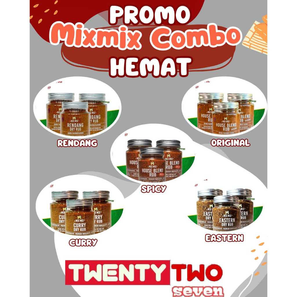 

Mixmix Combo Hemat 5 ( Original , Spicy , Rendang, Curry, Eastern 110gr )