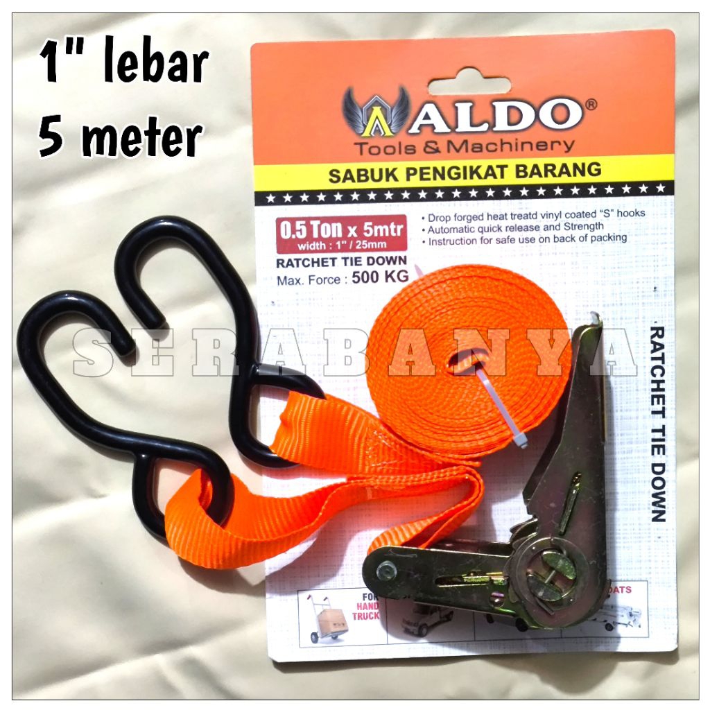 ALDO SABUK PENGIKAT BARANG PANJANG 5 METER | TALI RATCHET TIE DOWN KAIN