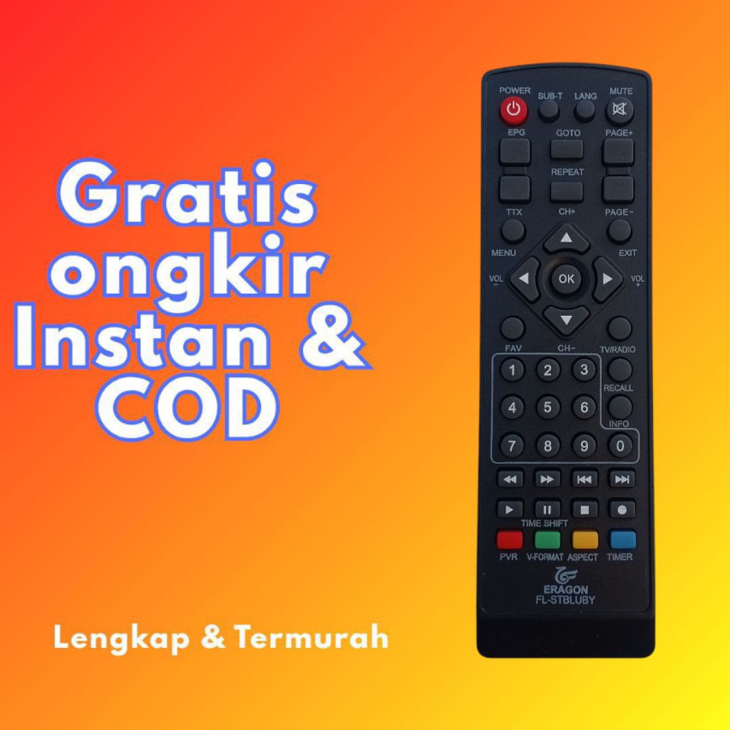 ERAGON REMOT TV I SUITABLE FOR SET TOP BOX LUBY DVB T2 PIONLINE SANEX ADVANCE