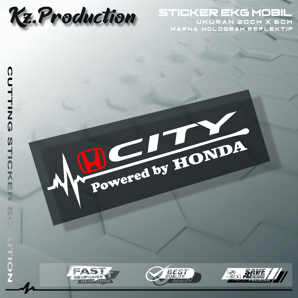 Sticker Cutting Kaca Mobil Honda City Motif Detak Jantung EKG Mobil Honda