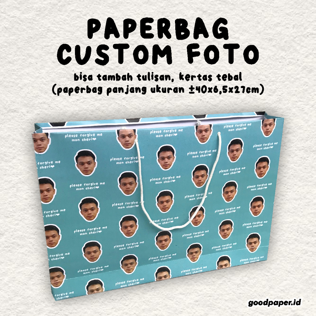 

PAPERBAG PANJANG CUSTOM FOTO | tas kado pakai foto wajah sendiri teman pasangan idol kpop tambah tulisan free edit
