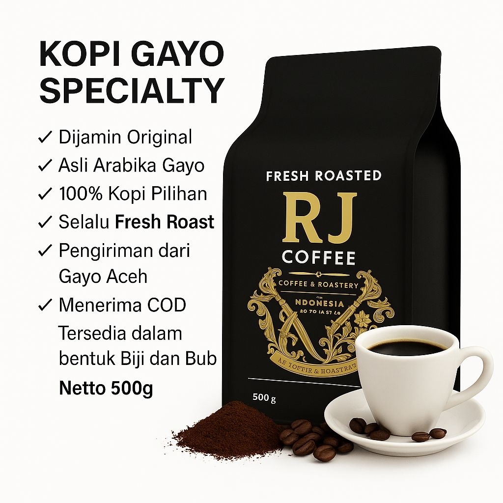 

KOPI Arabika Aceh Gayo Specialty coffee 500g - kopi bubuk/rosteang bean - RJ Coffee and rosteary