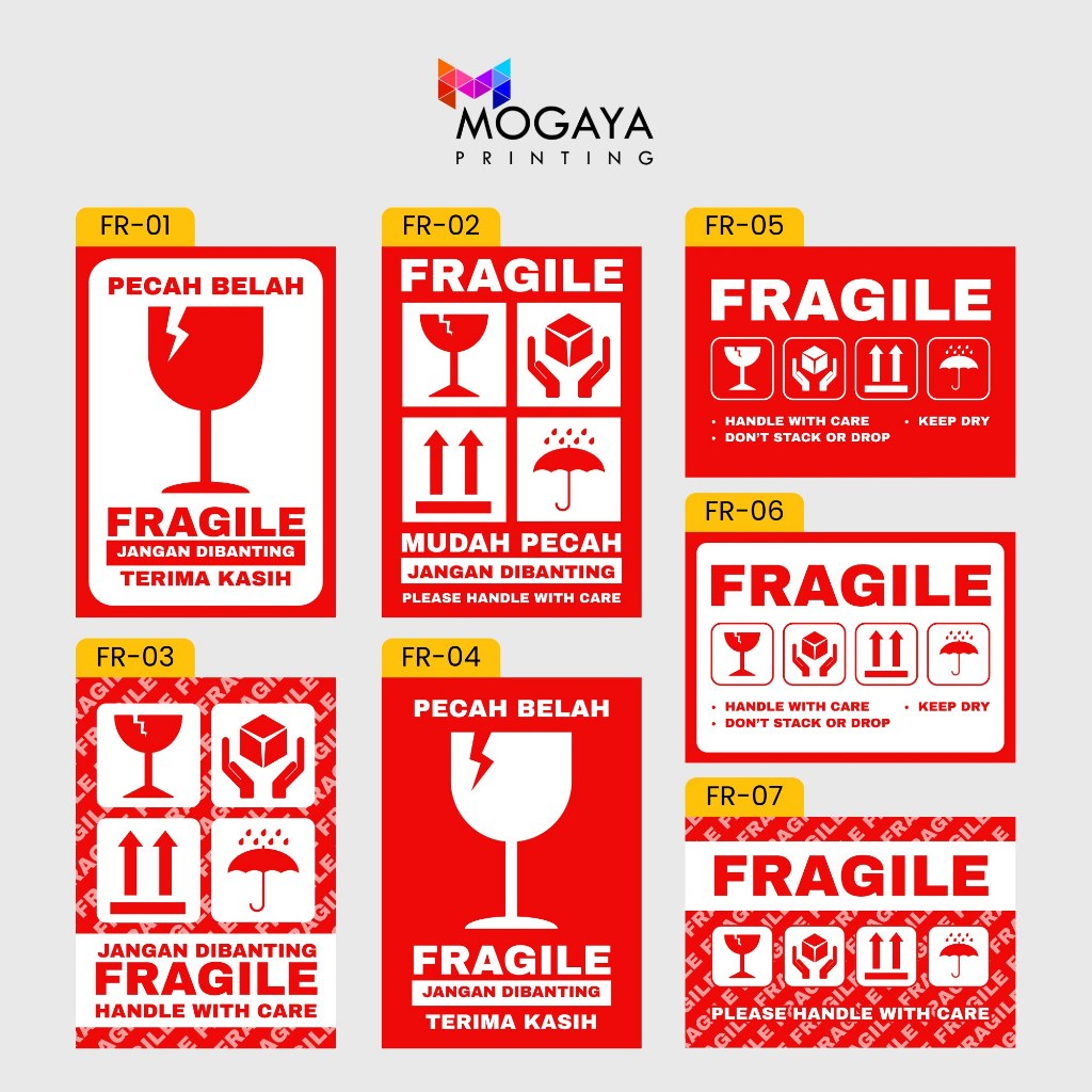 

Stiker Fragile Ukuran 7x5 cm 1 pak (isi 100 pcs)
