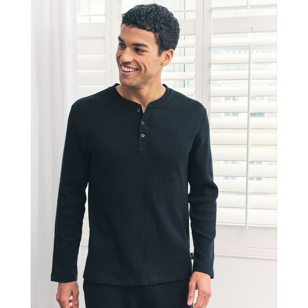 Knit Waffle Premium Lengan Panjang Kombinasi Kancing 3 | Kaos Waffle Premium Lengan Panjang Unisex P