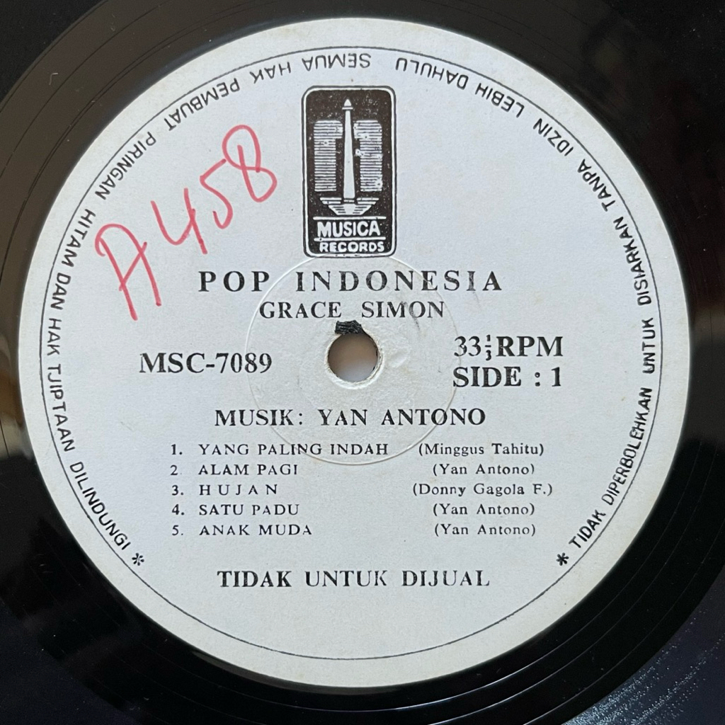 Piringan hitam vinyl - Grace Simon - Pop Indonesia