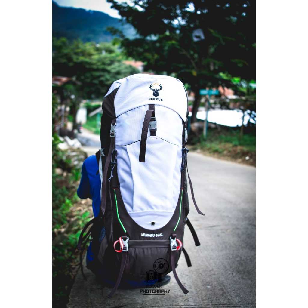 Tas Carrier Cervus Merbabu Series 65+5L Nyaman Dipakai Busa Tebal Doubel Frame Free Rain Cover Bag A