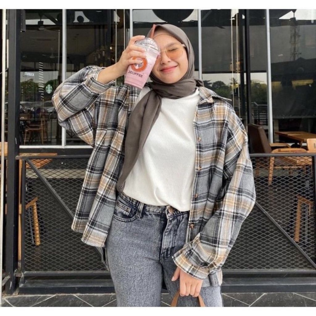 Kemeja Crop Kemeja Flanel Crop Baju Crop Kemeja Wanita