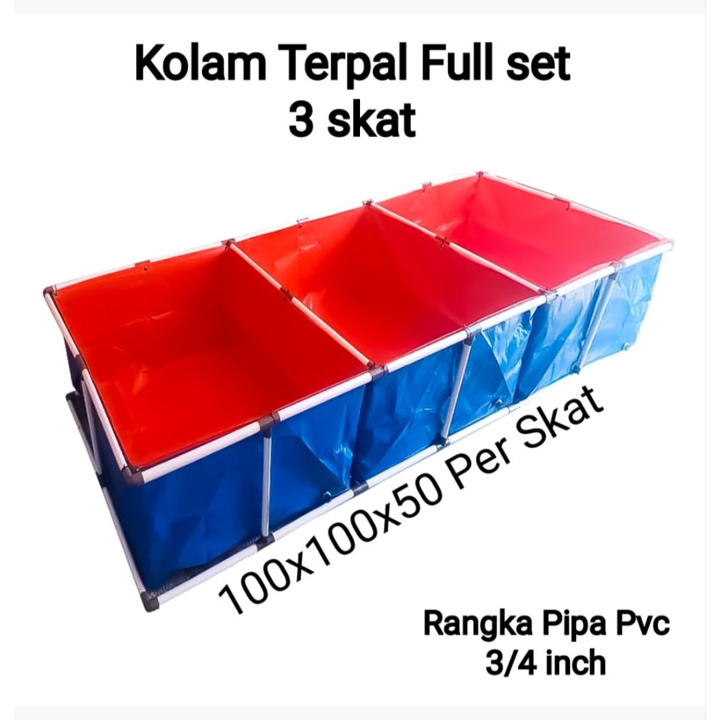 Kolam Terpal Fullset Kerangka 3 Skat / Terpal Kolam Ikan