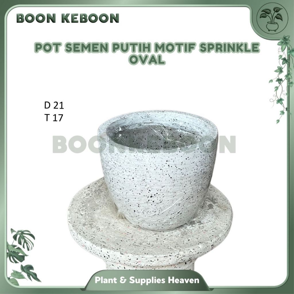 Pot Semen Putih  Motif Sprinkle Oval