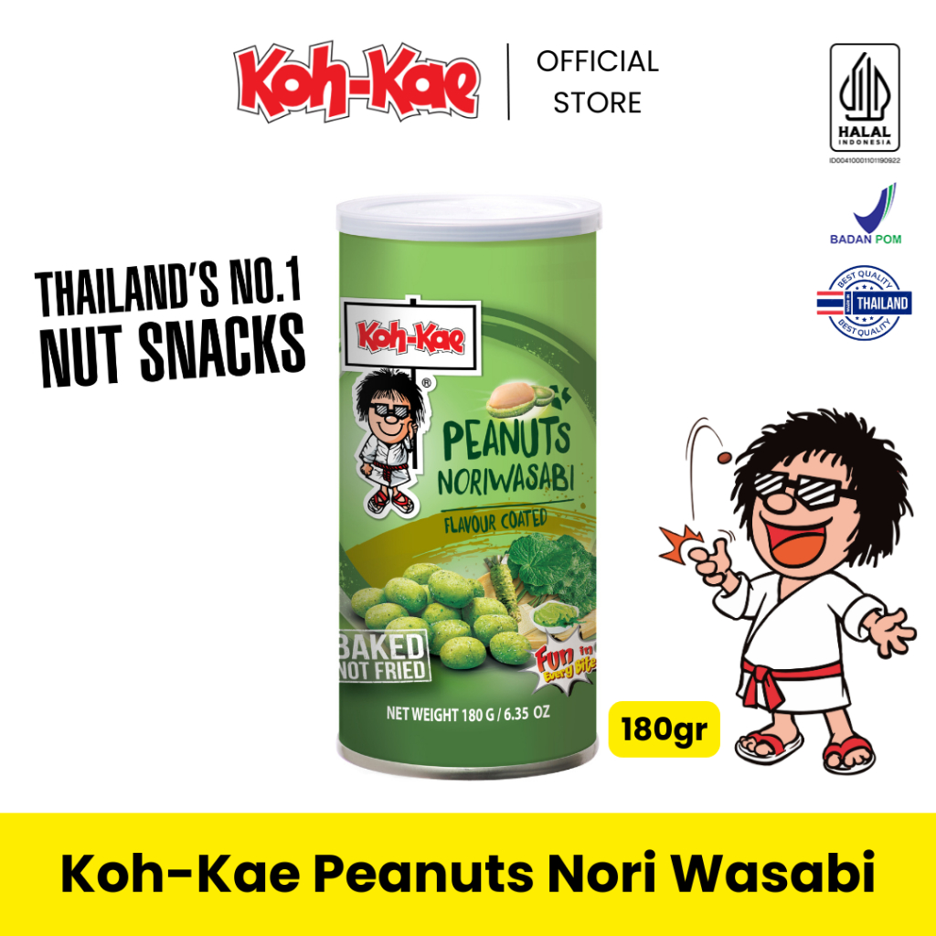 

Koh Kae Peanuts Wasabi 180gr - Kacang Atom Cemilan Sehat dari Thailand / No Preservative