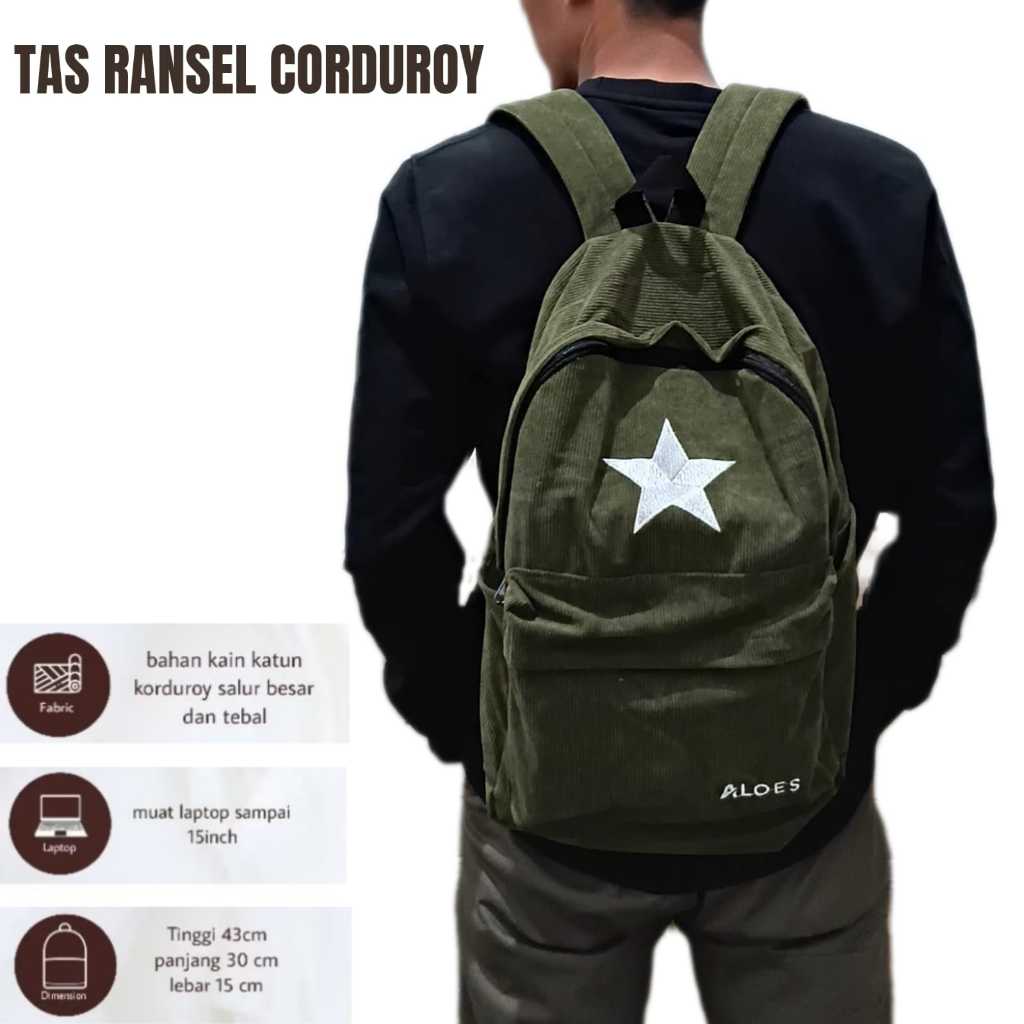 Tas Ransel Corduroy /Tas ransel Bintang / bagpack corduroy / tas ransel sekolah Corduroy Pria Wanita