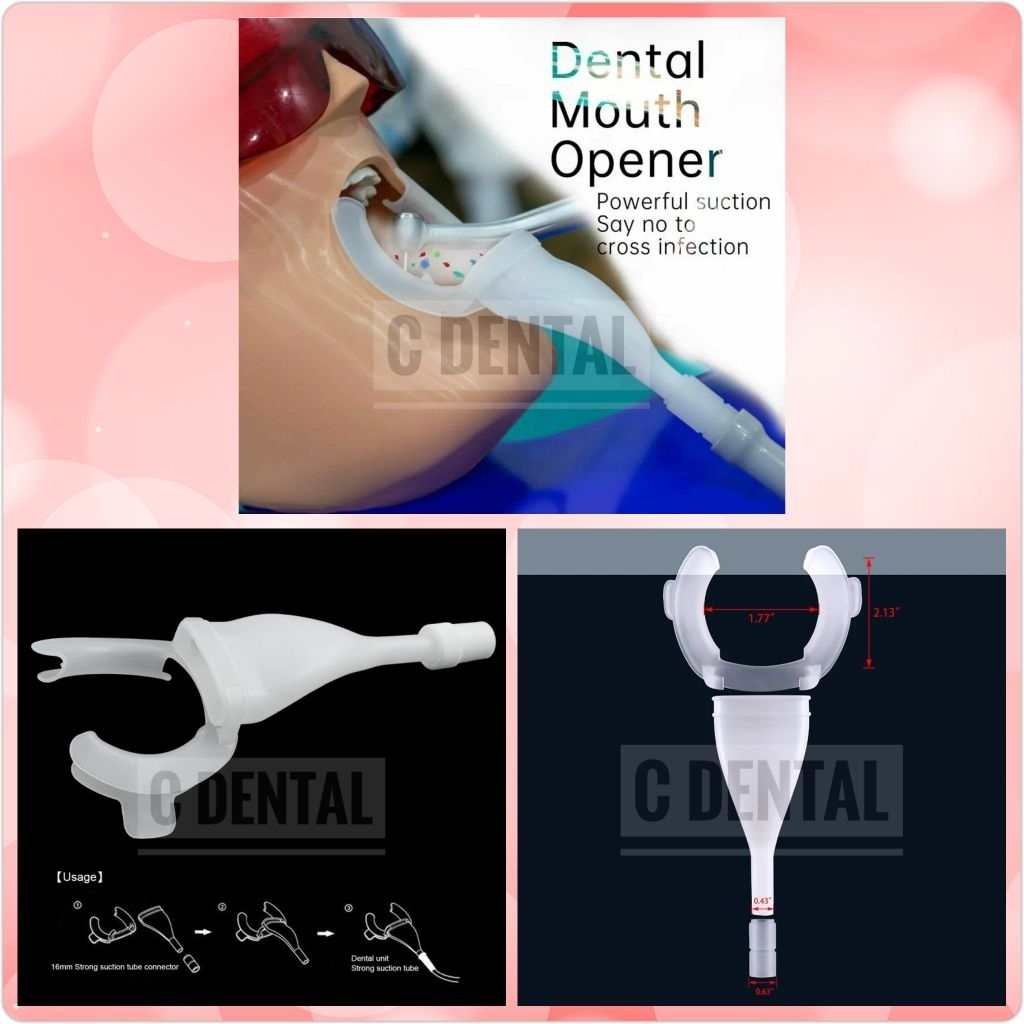 Dental Mouth Retractor HVE Suction (White Color)