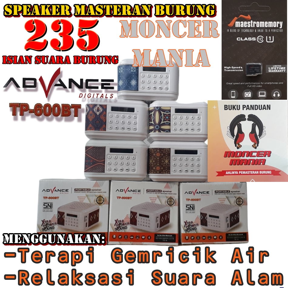 Advance TP600BT Speaker Burung Moncer Mania - 235 Suara Burung Asli Dan Nyaring