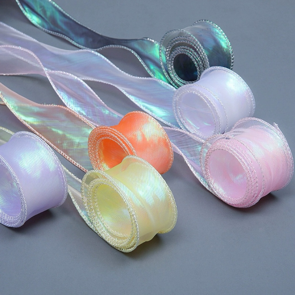 

PITA ORGANZA ROLL KOREA 4cmX9m RIBBON MERMAID FISHTAIL GELOMBANG HOLOGRAM FANTASY BUNGA KADO DEKOR BUKET
