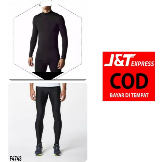 { BISA COD } 1 Set Manset panjang pria + Celana Olahraga legging panjang