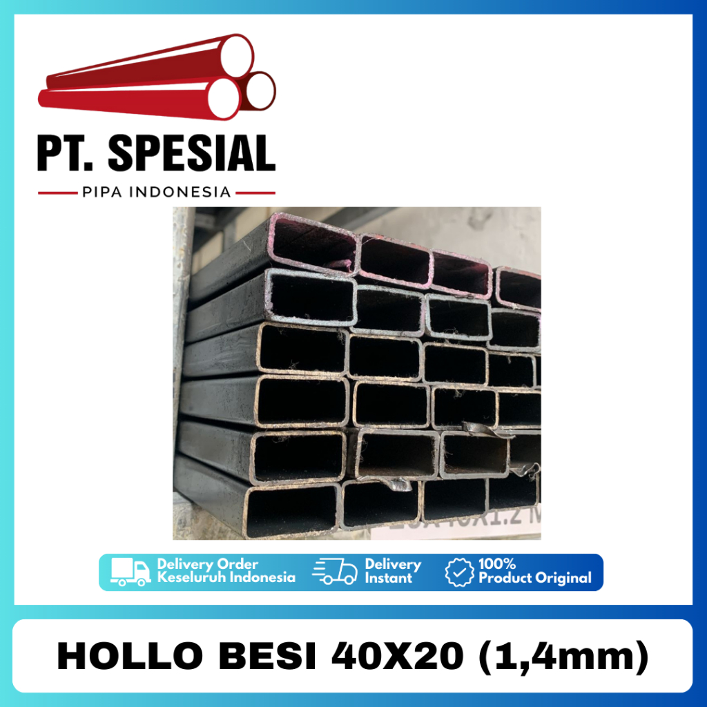Besi Hollo 4x2 / Hollow Hitam / Hollo Besi 40x20 Tebal 1.4mm - 05