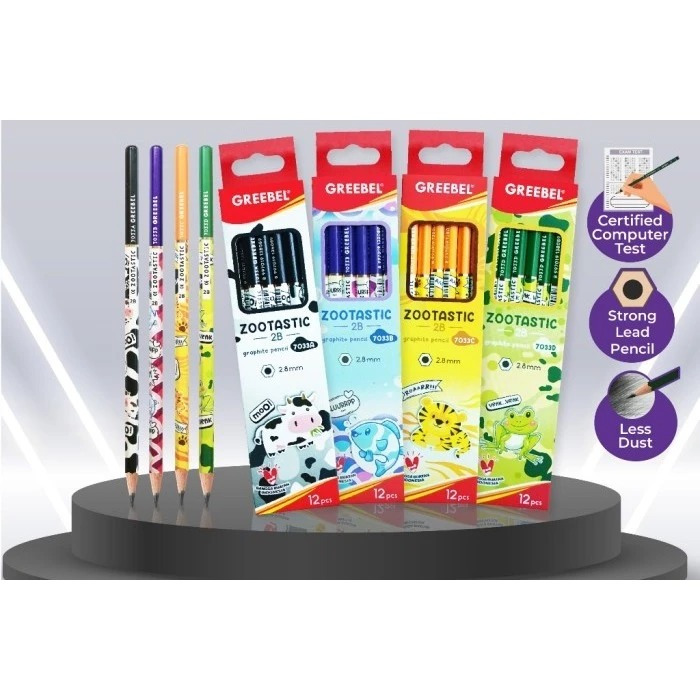 

GREEBEL - PENSIL KAYU KARAKTER HEWAN/ PENSIL GRAPHITE 2B 7033A ZOOTASTIC