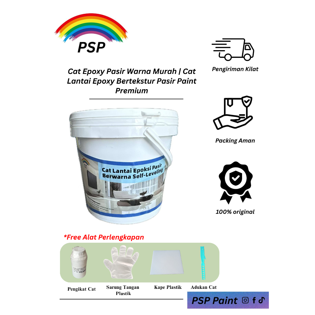 [SALE] Cat Epoxy Pasir Warna 1,6 KG | Cat Lantai Epoxy Bertekstur Pasir Paint Premium